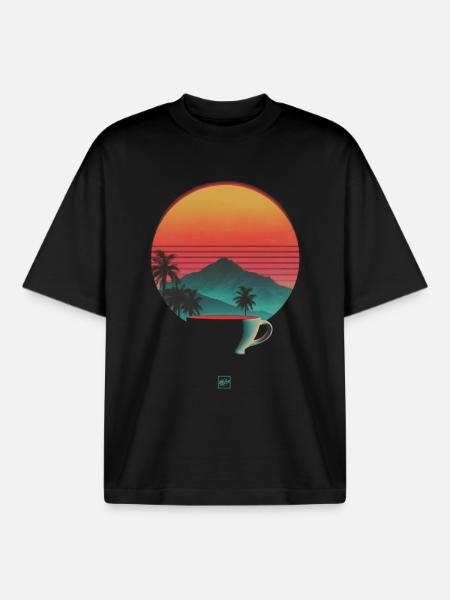 Sunset and coffee - Boxy Heavyweight Unisex Organic T-Shirt by Stanley/Stella - black