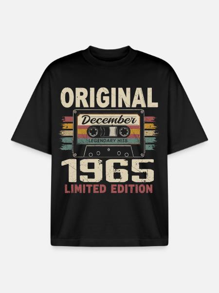 December 1965 Birthday Gift - Boxy Heavyweight Unisex Organic T-Shirt by Stanley/Stella - black