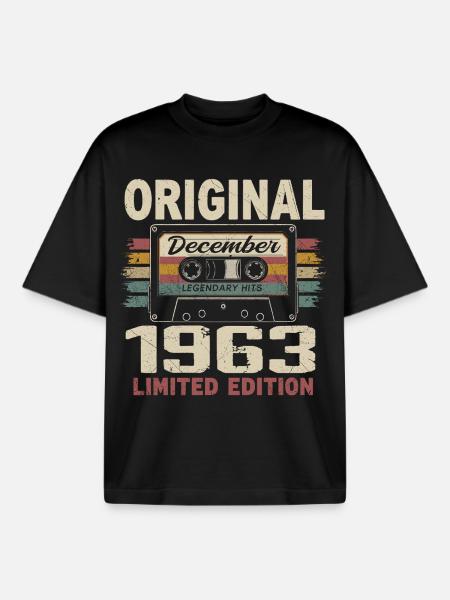 December 1963 Birthday Gift - Boxy Heavyweight Unisex Organic T-Shirt by Stanley/Stella - black