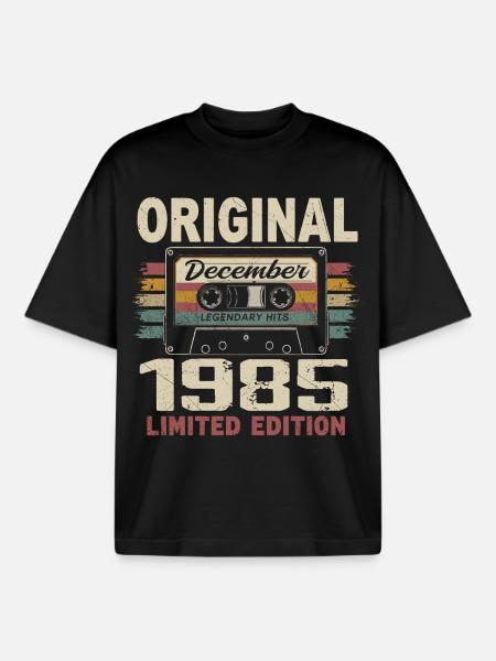 December 1985 Birthday Gift - Boxy Heavyweight Unisex Organic T-Shirt by Stanley/Stella - black