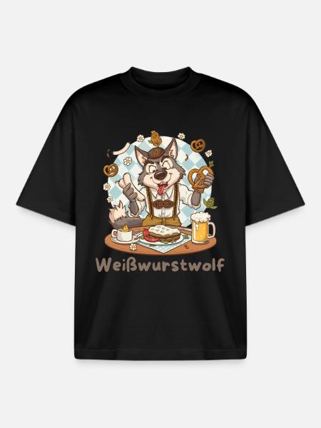 Weißwurst grinder Kochheld Bavarian - Boxy Heavyweight Unisex Organic T-Shirt by Stanley/Stella - black
