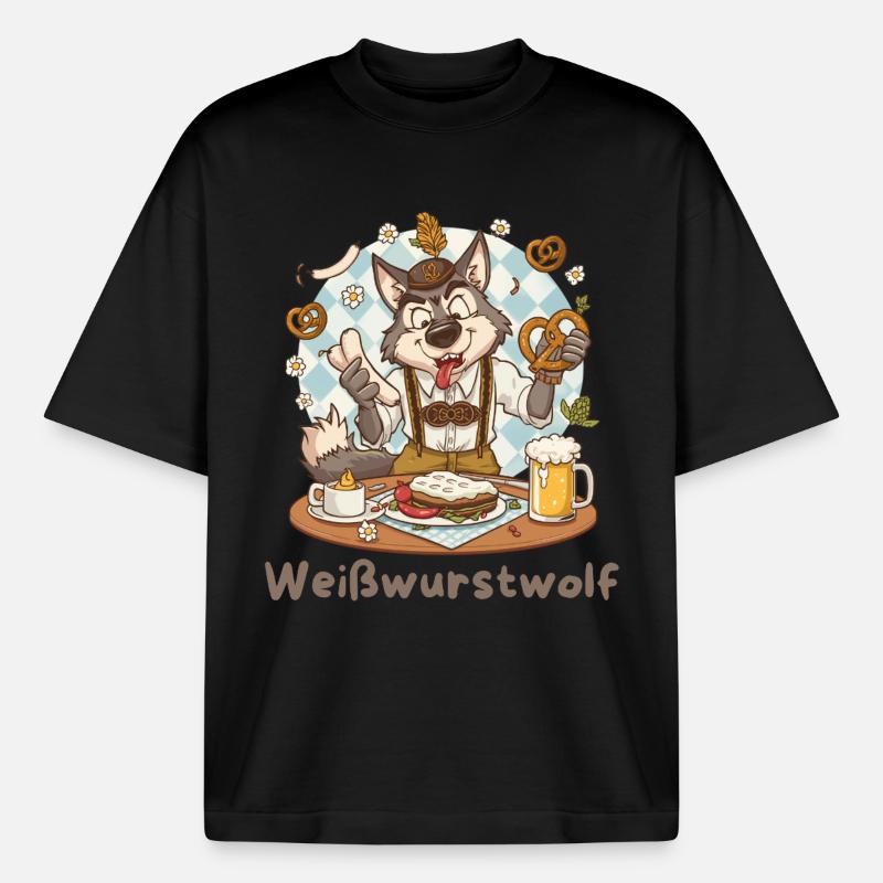 Weißwurst grinder Kochheld Bavarian - Heavyweight Boxy Unisex T-Shirt by Stanley/Stella - black