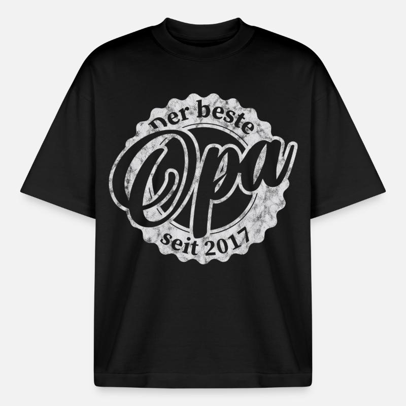 Der Beste Opa seit 2017 - Boxy Heavyweight Unisex Organic T-Shirt von Stanley/Stella - Schwarz