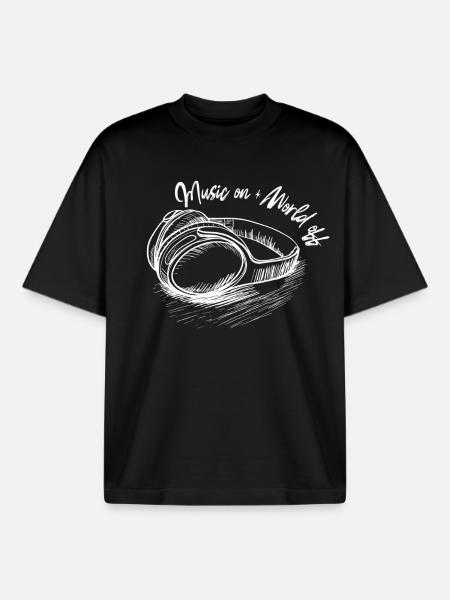 Music on - World off - Boxy Heavyweight Unisex Organic T-Shirt von Stanley/Stella - Schwarz