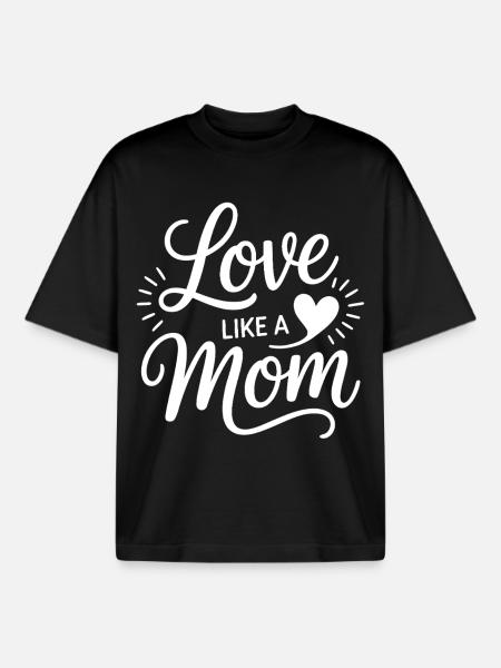 Aimer comme une maman - T-shirt unisexe boxy épais biologique Stanley/Stella - noir