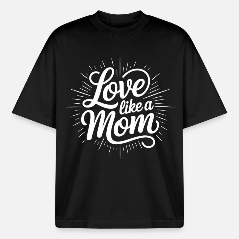 Aimer comme une maman - T-shirt unisexe boxy épais biologique Stanley/Stella - noir