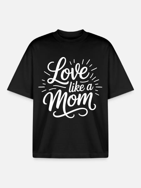 Aimer comme une maman - T-shirt unisexe boxy épais biologique Stanley/Stella - noir