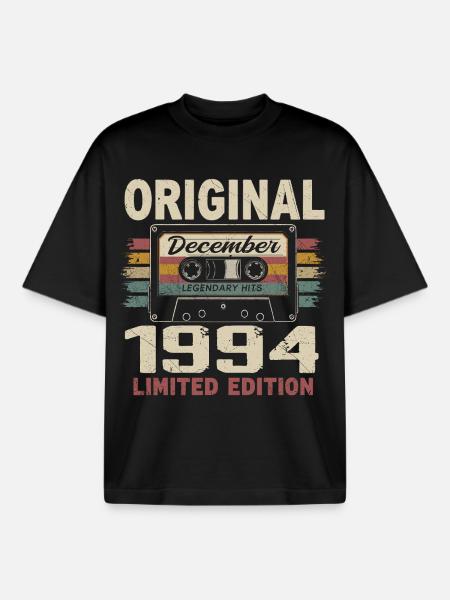 December 1994 Birthday Gift - Boxy Heavyweight Unisex Organic T-Shirt by Stanley/Stella - black