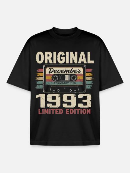 December 1993 Birthday Gift - Boxy Heavyweight Unisex Organic T-Shirt by Stanley/Stella - black