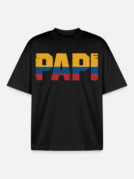 Daddy Colombia Flag – Gift for - Boxy Heavyweight Unisex Organic T-Shirt by Stanley/Stella - black