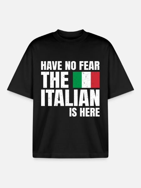 Have No Fear The Italian Is Here Italian Funny - Boxy Heavyweight Unisex Organic T-Shirt by Stanley/Stella - black