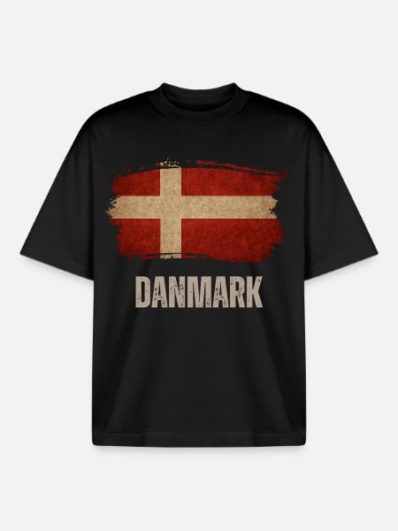 Danmarks Grungeflag, dansk stolthed - Stanley/Stella unisex boxy heavyweight T-shirt økologisk - sort