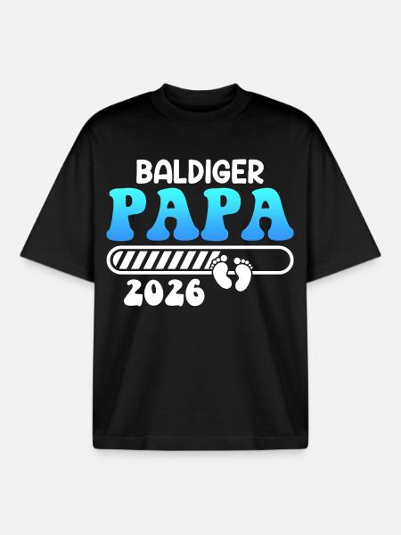 SOON DAD 2026 Fatherhood Funny - Boxy Heavyweight Unisex Organic T-Shirt by Stanley/Stella - black