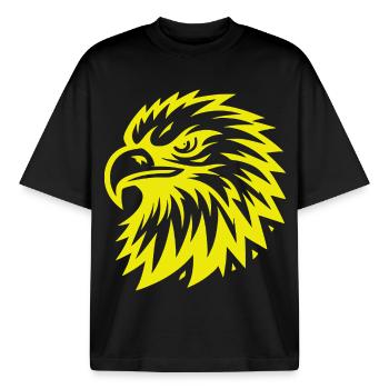 Tête d’aigle royal – Majestic Eagle Design - T-shirt unisexe boxy épais biologique Stanley/Stella - noir - Devant - AI Model Male 185 light (185cm) & AI Model Female 172 dark (172cm)