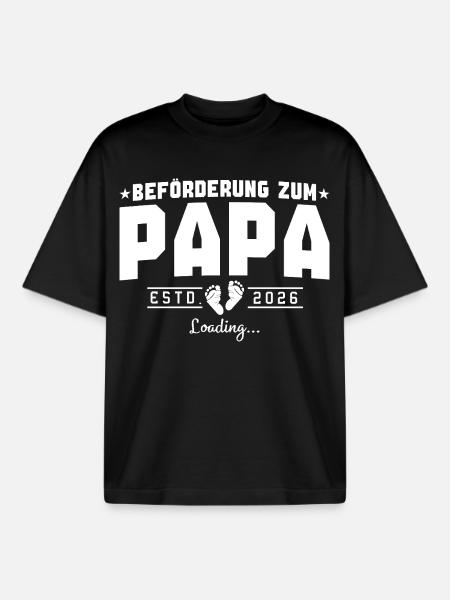 Dad 2026 loading Father-to-be - Boxy Heavyweight Unisex Organic T-Shirt by Stanley/Stella - black