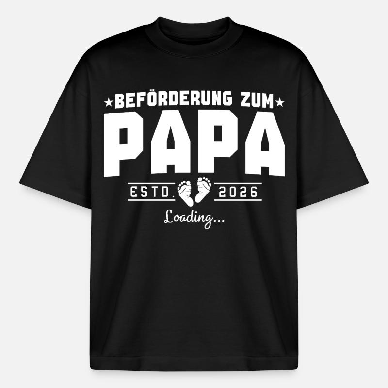 Dad 2026 loading Father-to-be - Boxy Heavyweight Unisex Organic T-Shirt by Stanley/Stella - black