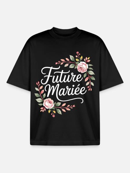 Team Mariage EVJF Future Mariée - T-shirt unisexe boxy épais biologique Stanley/Stella - noir