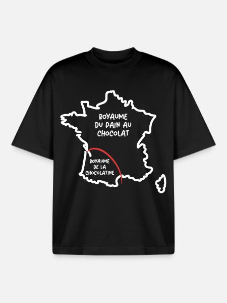 Pain au chocolat ou chocolatine drôle carte France - T-shirt unisexe boxy épais biologique Stanley/Stella - noir