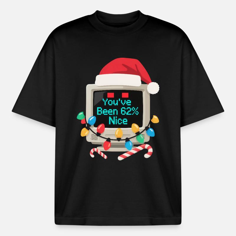 Ordinateur Noël AI Sarcastic Tech Gift - T-shirt unisexe boxy épais biologique Stanley/Stella - noir