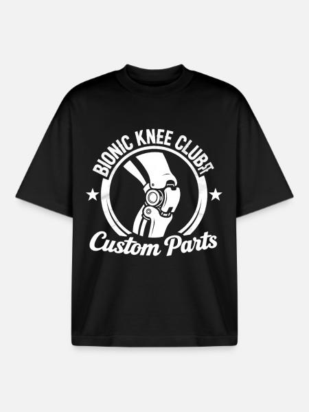 Bionic Knee Replacement Knee Surgery Gift - Boxy Heavyweight Unisex Organic T-Shirt by Stanley/Stella - black