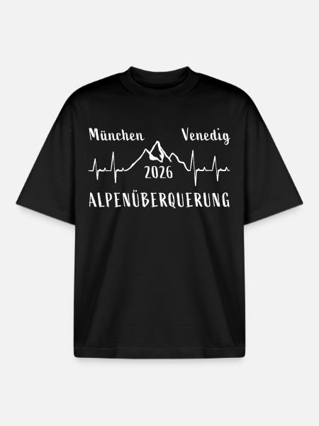 Alpenüberquerung E5 2026 München Venedig - Boxy Heavyweight Unisex Organic T-Shirt von Stanley/Stella - Schwarz