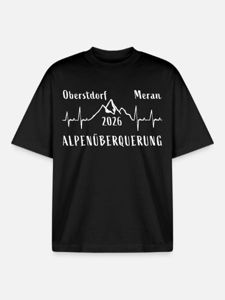 Alpenüberquerung 2026 Oberstdorf Meran E5 - Boxy Heavyweight Unisex Organic T-Shirt von Stanley/Stella - Schwarz
