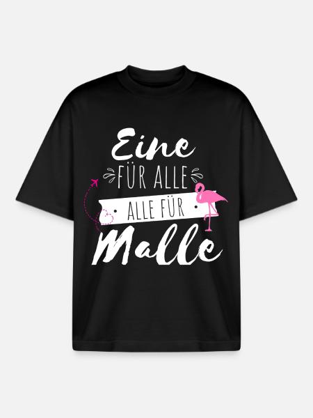 One For All Flamingo Print - Boxy Heavyweight Unisex Organic T-Shirt by Stanley/Stella - black