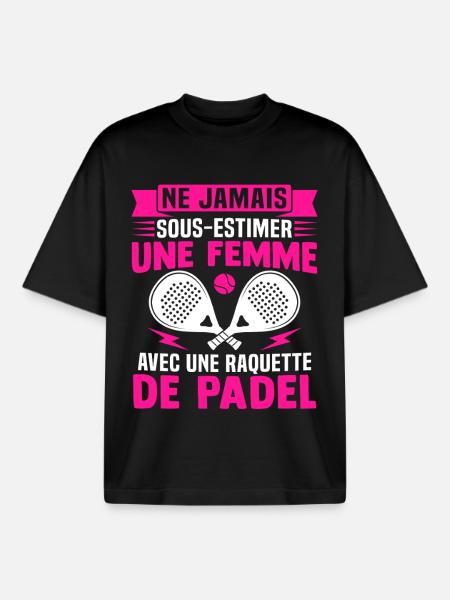 Eine Frau mit einem Tennisschläger - Boxy Heavyweight Unisex Organic T-Shirt von Stanley/Stella - Schwarz