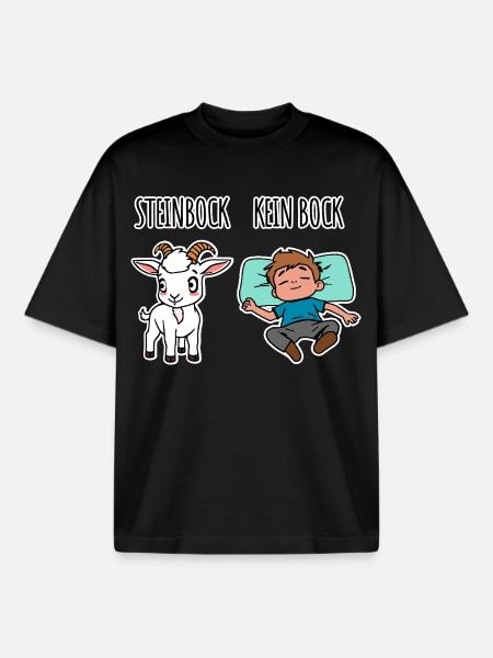 Steinbock - Kein Bock - Achtung Flachwitz! - Boxy Heavyweight Unisex Organic T-Shirt von Stanley/Stella - Schwarz