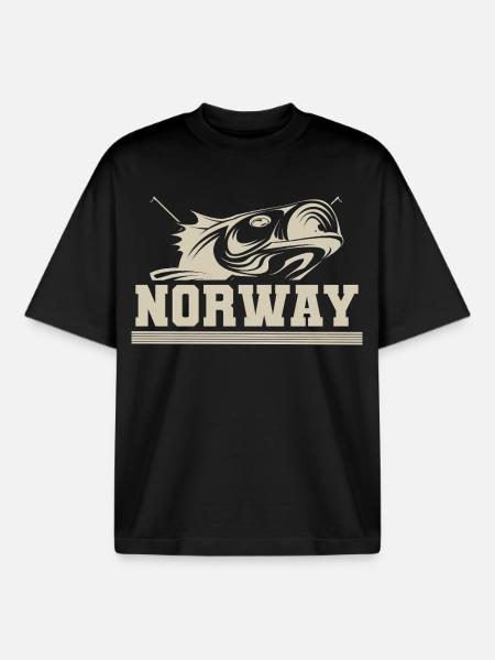 Norvège Pêche - T-shirt unisexe boxy épais biologique Stanley/Stella - noir