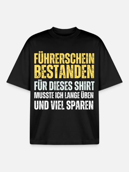 Driver's license passed - Boxy Heavyweight Unisex Organic T-Shirt by Stanley/Stella - black