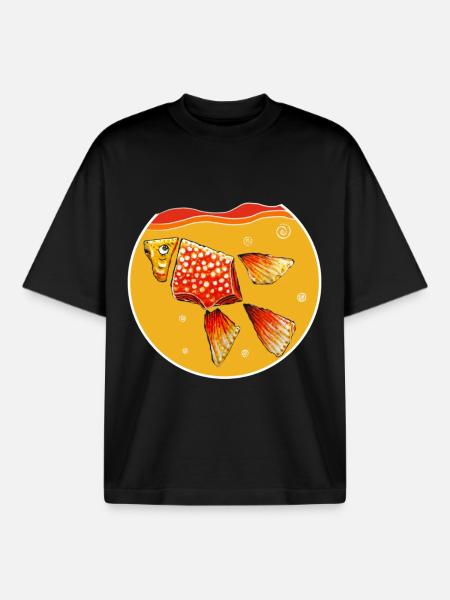 Goldfish in a jar - Boxy Heavyweight Unisex Organic T-Shirt by Stanley/Stella - black