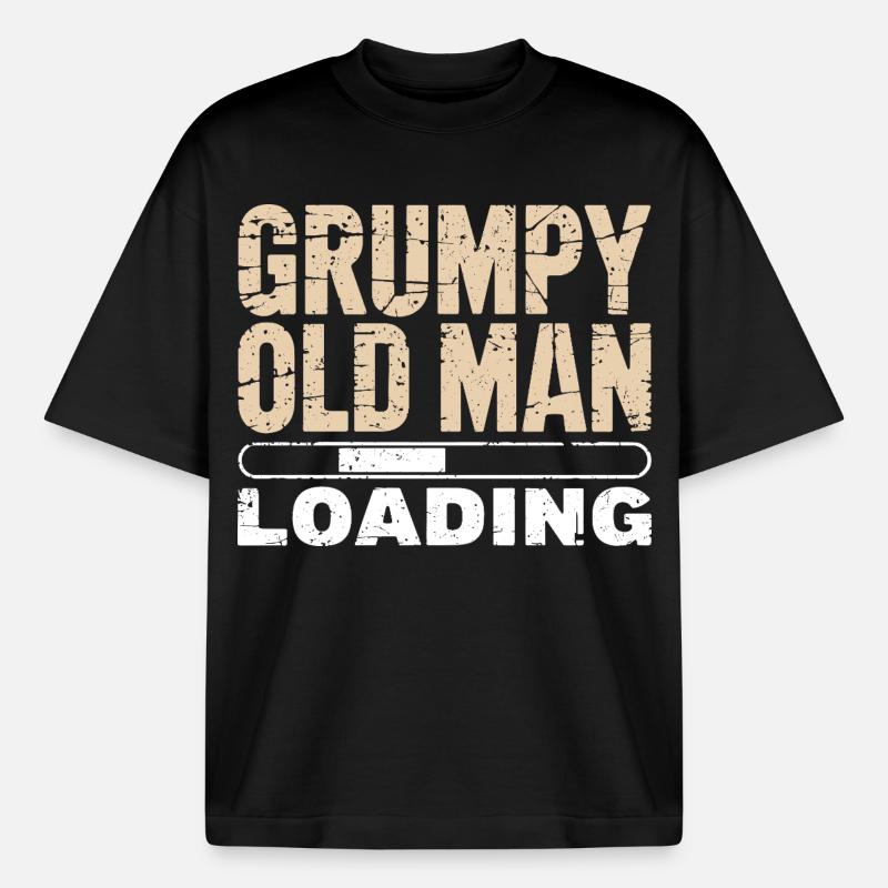 Grumpy Old Man Loading - T-shirt unisexe épais coupe boxy Stanley/Stella - noir