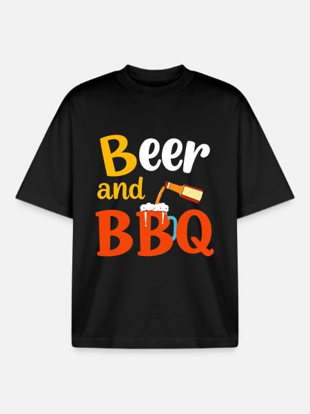 Beer and BBQ - Boxy Heavyweight Unisex Organic T-Shirt by Stanley/Stella - black