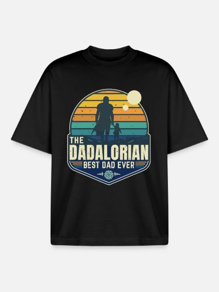The Dadalorian Mando - Sunset BV- Best Dad - Badge - Boxy Heavyweight Unisex Organic T-Shirt by Stanley/Stella - black