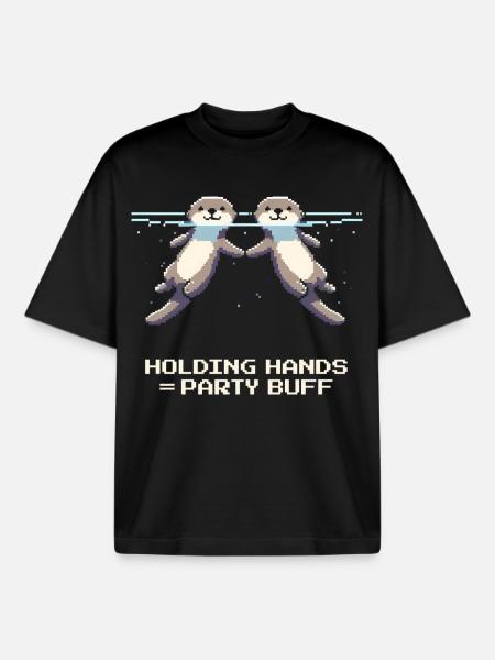 Holding hands = group strengthening | Otter RPG - Boxy Heavyweight Unisex Organic T-Shirt by Stanley/Stella - black