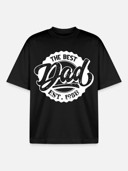 The Best Dad EST 1958 - Boxy Heavyweight Unisex Organic T-Shirt by Stanley/Stella - black