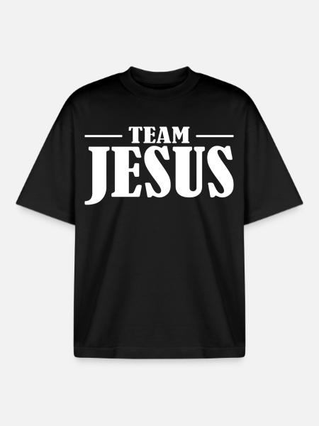 Team Jesus Lettering Design - Boxy Heavyweight Unisex Organic T-Shirt by Stanley/Stella - black