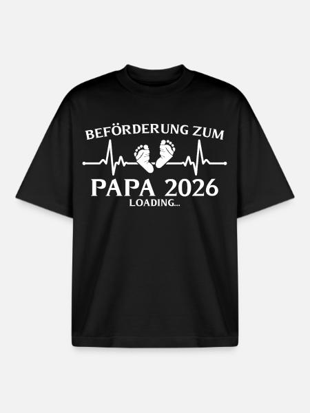 Dad 2026 loading paternity - Boxy Heavyweight Unisex Organic T-Shirt by Stanley/Stella - black