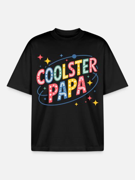 Coolest Dad Neon Retro Design - Boxy Heavyweight Unisex Organic T-Shirt by Stanley/Stella - black