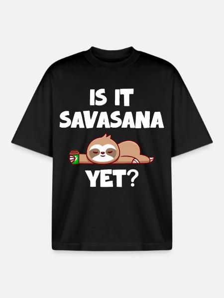 Savasana Break Relaxed Sloth - Boxy Heavyweight Unisex Organic T-Shirt by Stanley/Stella - black