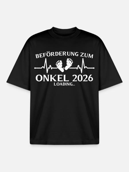 Onkel 2026 loading Schwangerschaftsankündigung - Boxy Heavyweight Unisex Organic T-Shirt von Stanley/Stella - Schwarz