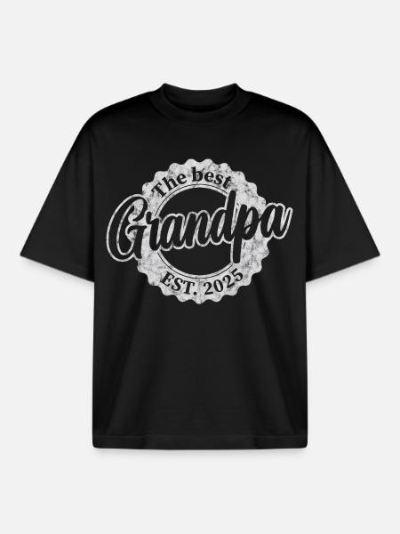 The Best Grandpa since 2025 - Boxy Heavyweight Unisex Organic T-Shirt by Stanley/Stella - black