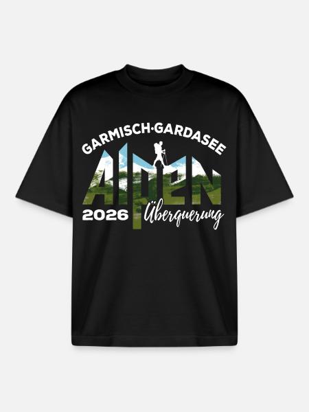 Crossing the Alps 2026 Garmisch Lake Garda Hiking - Boxy Heavyweight Unisex Organic T-Shirt by Stanley/Stella - black