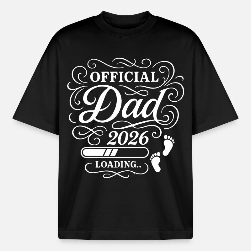 Dad 2026 Dad Loading Paternity - Boxy Heavyweight Unisex Organic T-Shirt by Stanley/Stella - black