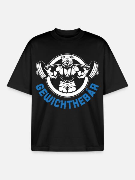 Gym WEIGHTLIFTING Fun - Boxy Heavyweight Unisex Organic T-Shirt by Stanley/Stella - black