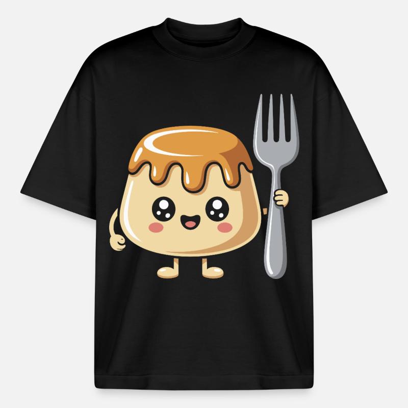 Pudding Mit Gabel - Heavyweight Unisex Boxy T-Shirt von stanley/stella	 - Schwarz