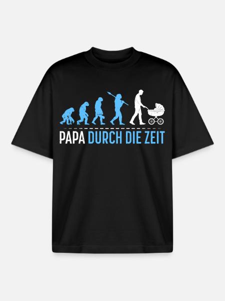 Father-to-be DADDY THROUGH TIME Funny - Boxy Heavyweight Unisex Organic T-Shirt by Stanley/Stella - black