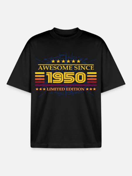 Awesome since 1950 Limited Edition - Boxy Heavyweight Unisex Organic T-Shirt by Stanley/Stella - black