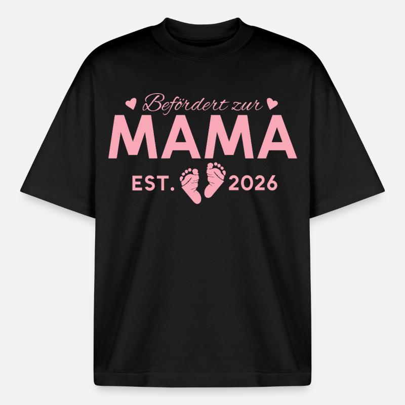 Befördert zur Mama 2026 Mutterschaft - Boxy Heavyweight Unisex Organic T-Shirt von Stanley/Stella - Schwarz